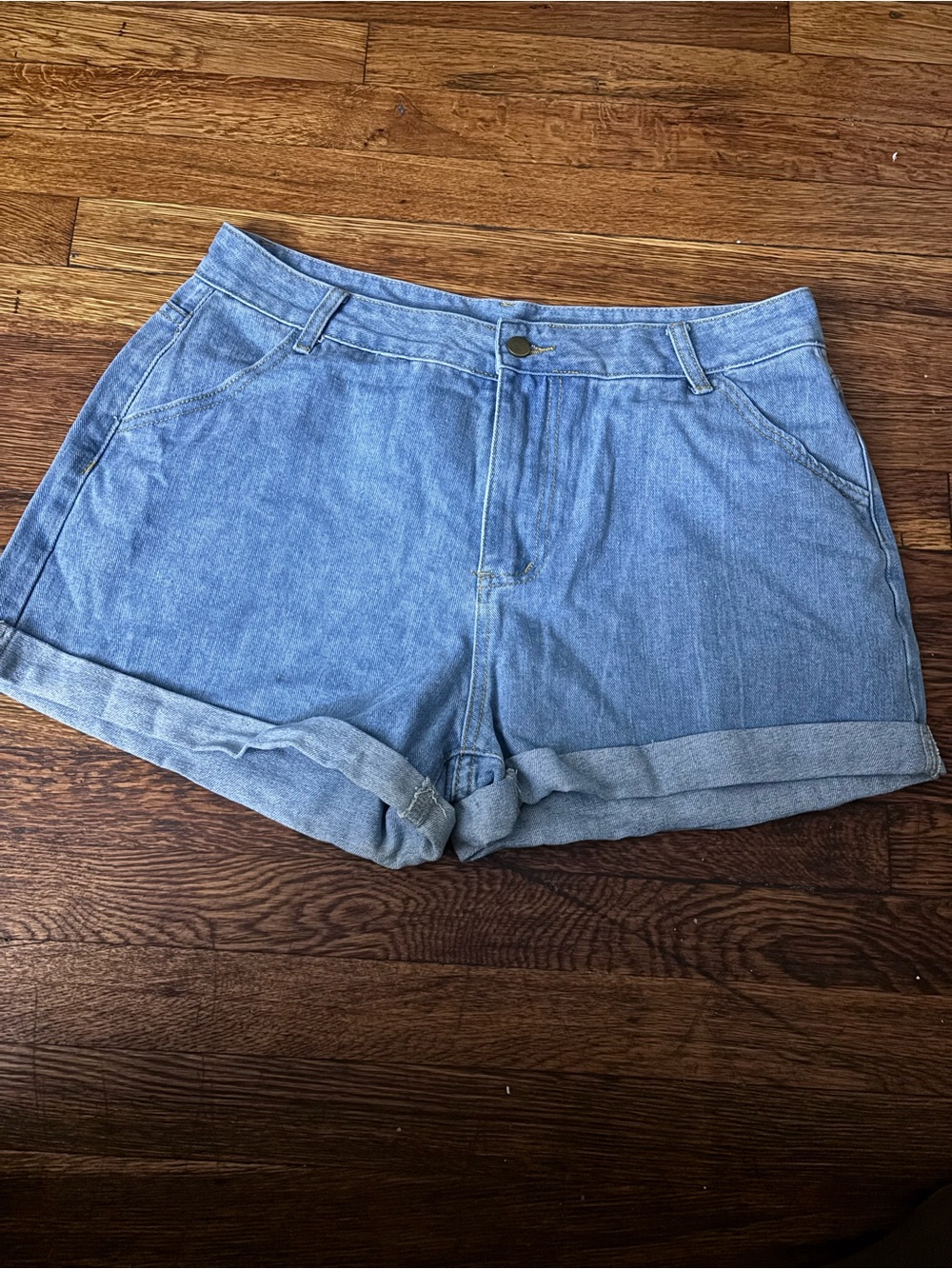 & Other Stories Light Blue Denim Rolled-Hem Shorts